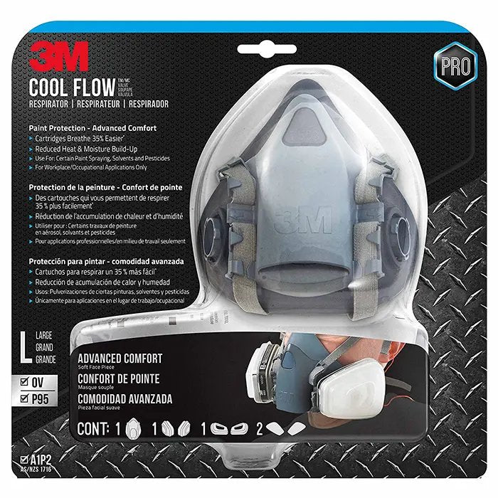 Respirador de pintura profesional grande 3M 7513PA1-A Tekk Protection Cool Flow