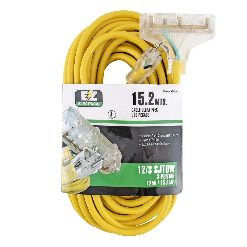 EZ-FLO 50 ft. Triple-Outlet Extension Cord with Indicator Light