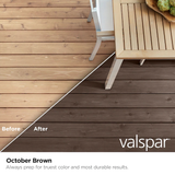 Tinte y sellador para madera exterior semitransparente marrón octubre Valspar® (1 galón)