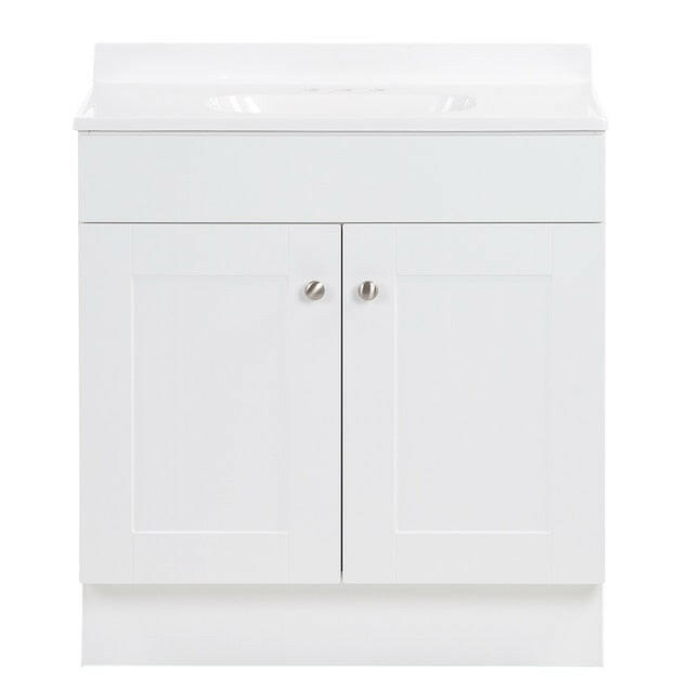 Project Source 30-in White Single Sink Bathroom Vanity with White Cultured Marble Top