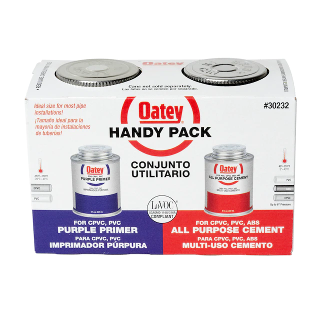 Oatey Handy Pack 8 fl oz lila und klarer Allzweckzement und Grundierung