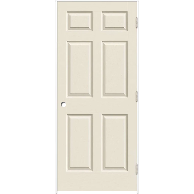 ReliaBilt 32-in x 80-in 6-panel Hollow Core Primed Molded Composite Left Hand Inswing Single Prehung Interior Door