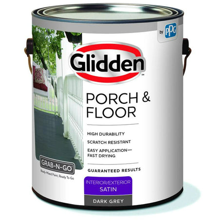 Glidden 3032F Pintura satinada para interiores/exteriores de pisos y porches (gris oscuro, 1 galón) 