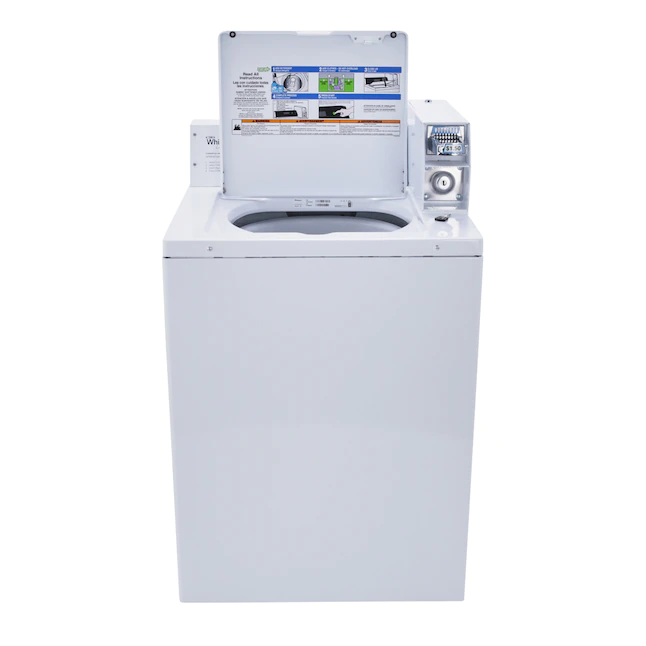 Whirlpool Commercial 3,2 cu ft münzbetriebene Toplader-Waschmaschine für den gewerblichen Gebrauch (weiß)