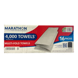 Marathon Multifold 1-lagige Papierhandtücher, 9,2" x 9,4" (250 Handtücher/Pkg., 16 Pck.)