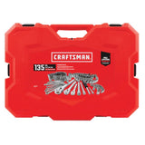 CRAFTSMAN  135-Piece Standard (SAE) and Metric Combination Polished Chrome Mechanics Tool Set (1/4-in; 3/8-in; 1/2-in) with Hard Case