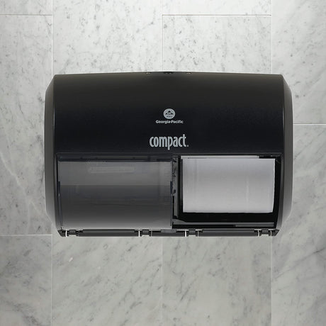 Dispensador compacto de papel higiénico sin núcleo de 2 rollos uno al lado del otro