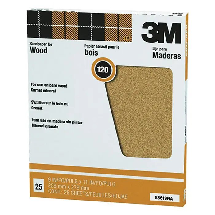 3M 120 Grit Garnet Sanding Sheet - 25-Pack