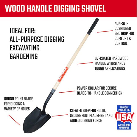 CRAFTSMAN 55-in Wood Handle Digging Shovel