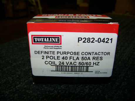 Contactor Totaline® de 2 polos, bobina de 24 V CA, 40FLA, 50RA, terminales de orejeta 