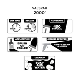 Valspar® 2000 halbglänzende Latex-Innenfarbe + Grundierung (High Hide White, 5 Gallonen)