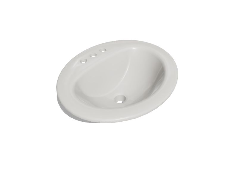 Weißes, ovales, traditionelles Badezimmerwaschbecken von AquaSource (19 Zoll x 8 Zoll)