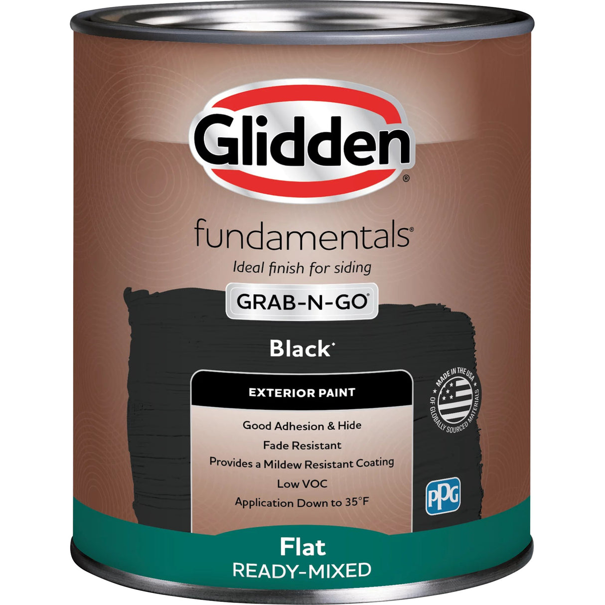 Glidden Fundamentals Grab-N-Go Exterior Paint, Flat (Black, 1-Gallon)