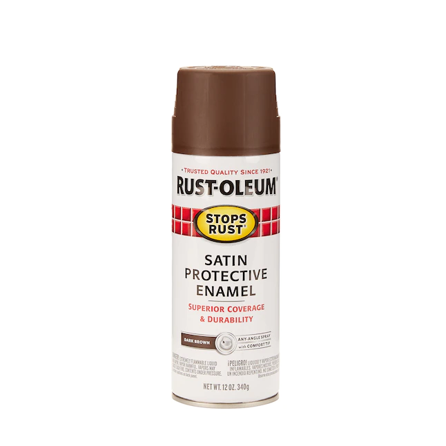 Rust-Oleum  Stops Rust Satin Dark Brown Spray Paint (NET WT. 12-oz)