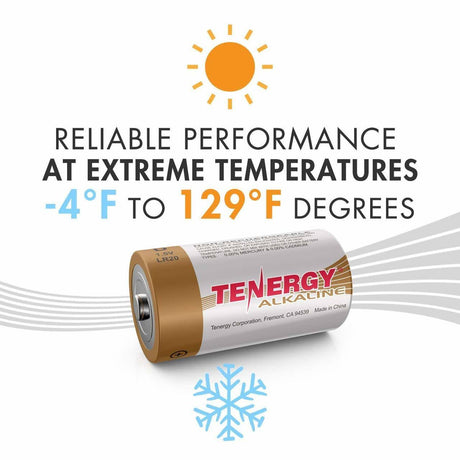 Tenergy High Performance Alkaline D Battery- 2-Pack
