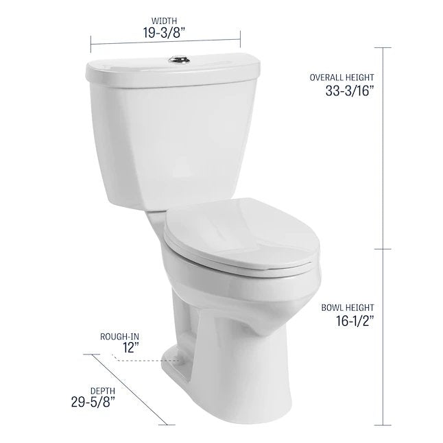 Mansfield Summit White Dual Flush Längliche Stuhlhöhe 2-teilig WaterSense Soft Close Toilette 12-Zoll Rough-In 1,1-GPF