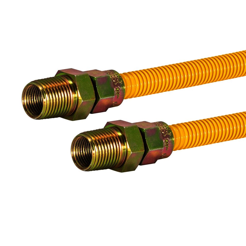 Conector de gas de acero inoxidable con revestimiento de epoxi amarillo Eastman de 1/2 ″ OD (longitud de 12 ")