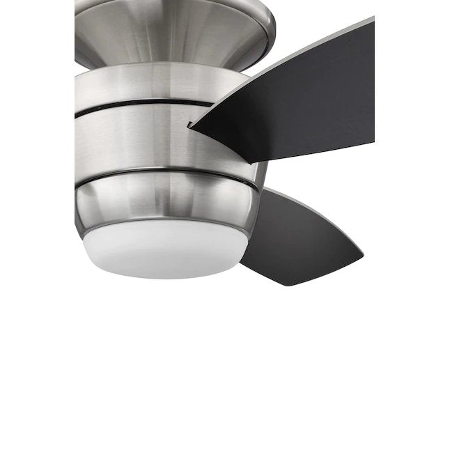Harbor Breeze  Mazon 44-in Brushed Nickel LED Indoor Flush Mount Ceiling Fan with Light Remote (3-Blade)