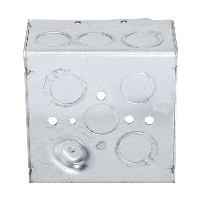 2-Gang-Elektrokasten aus grauem Metall, tief, quadratisch, für Decke/Wand