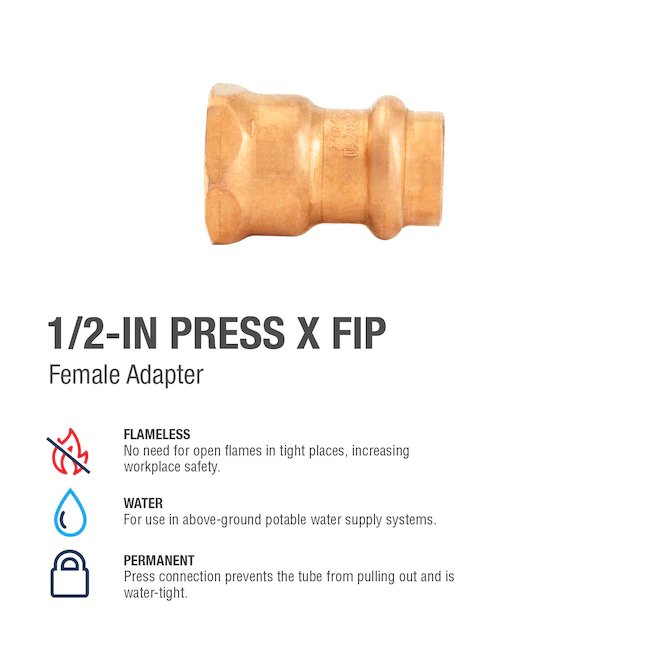1/2 in. x 1/2 in. Copper Press x FPT Pressure Female Adapter