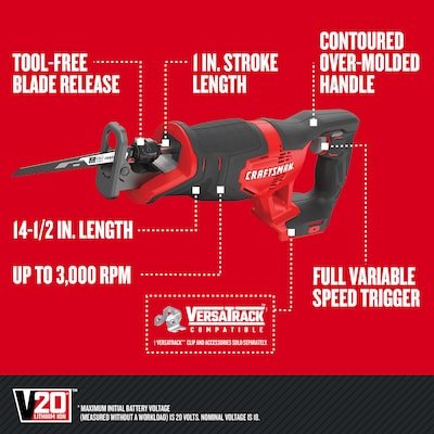 CRAFTSMAN V20 6-Tool 20-volt Max Power Tool Combo Kit with Soft Case (2 Li-ion Batteries Included and Charger Included)