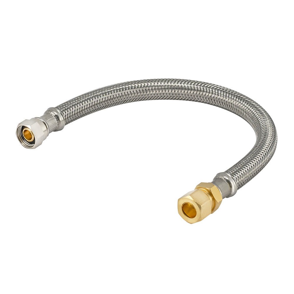 Eastman 16 in. Braided Faucet Connector – 3/8 in. Comp x 3/8 in. OD Male Comp
