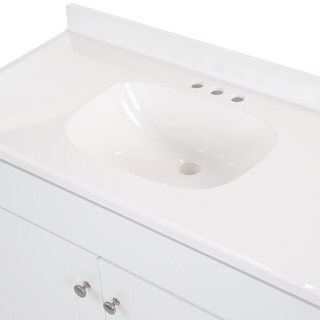 Project Source 36" weißer Einzelwaschbecken-Badezimmerwaschtisch mit kultivierter Marmorplatte
