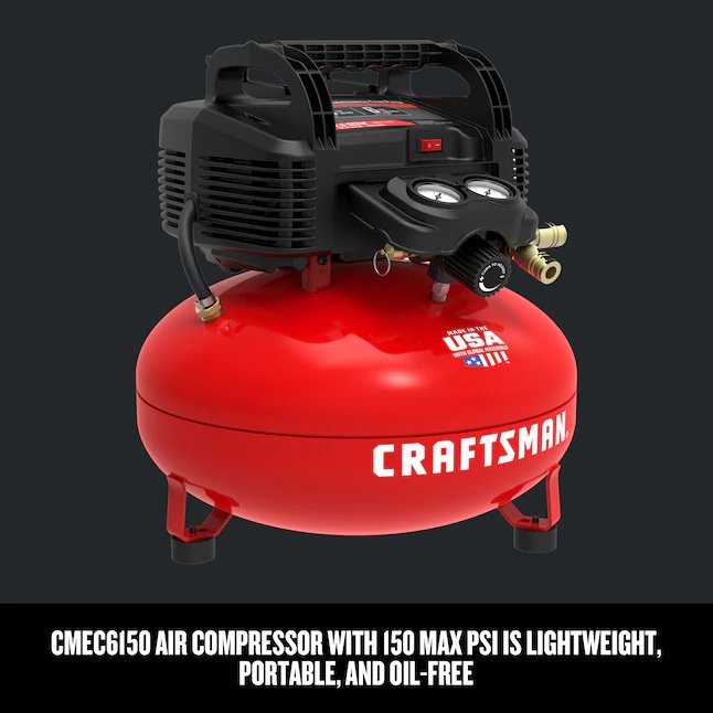 CRAFTSMAN 6-Gallons Portable 150 PSI Pancake Air Compressor with Accessories