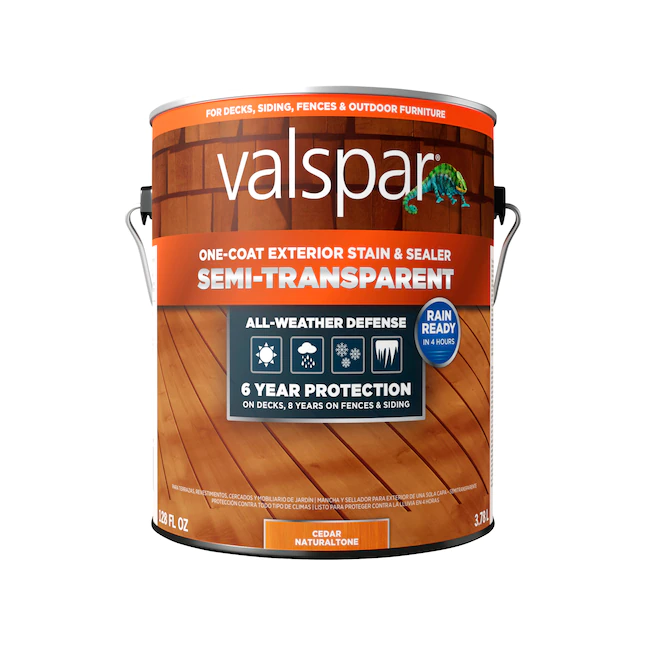 Valspar® Vorgetönter Zedernholz-Naturton, halbtransparenter Holzbeize und Versiegelung für den Außenbereich (1 Gallone)