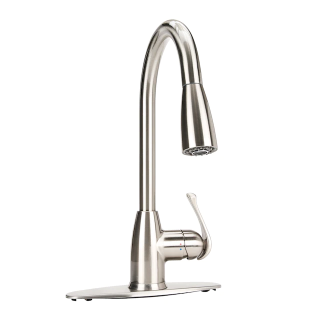 Project Source Tucker Stainless Steel Single Handle Pull-down Kitchen Faucet with Sprayer Function (Deck Plate Included)