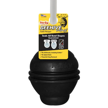 Korky 6-in Black Rubber Plunger with 14.25-in Handle