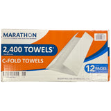 Marathon C-Falz 1-lagige weiße Papierhandtücher, 10" x 13" (200 Handtücher/Pkg., 12 Pck.)