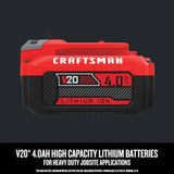 CRAFTSMAN® V20 Paquete de 2 de 20 voltios, 4 amperios por hora; Batería de litio para herramientas eléctricas de 4 amperios por hora