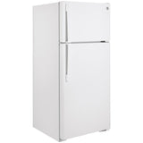 Refrigerador con congelador superior GE de 16.6 pies cúbicos (blanco)