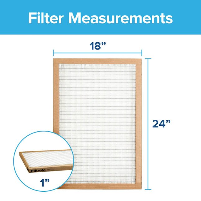 Filtrete Filtro de aire plisado básico MERV de 18 pulgadas de ancho x 24 pulgadas de largo x 1 pulgada 5 (paquete de 3) 