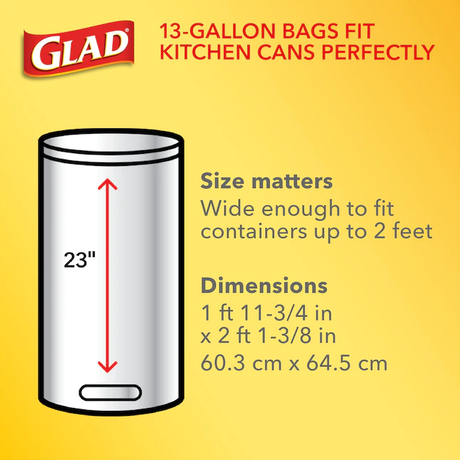 Glad ForceFlex 100er-Pack 13-Gallonen-Müllbeutel aus grauem Kunststoff für die Küche mit Kordelzug