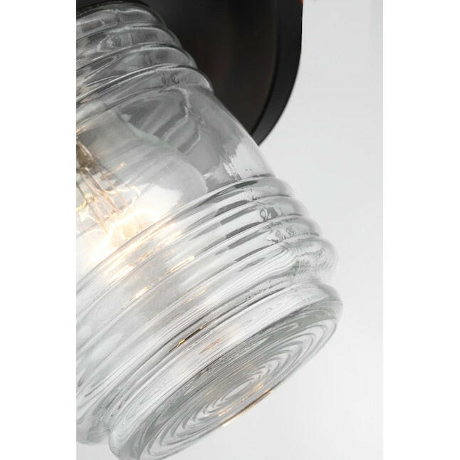 Proyecto Source - Lámpara de pared LED para exteriores de 1 luz y 7,5 in de alto en color negro semibrillante