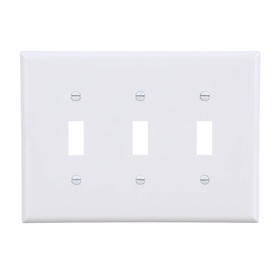 Placa frontal de pared para interruptor de palanca de tres grupos (estándar, blanco)