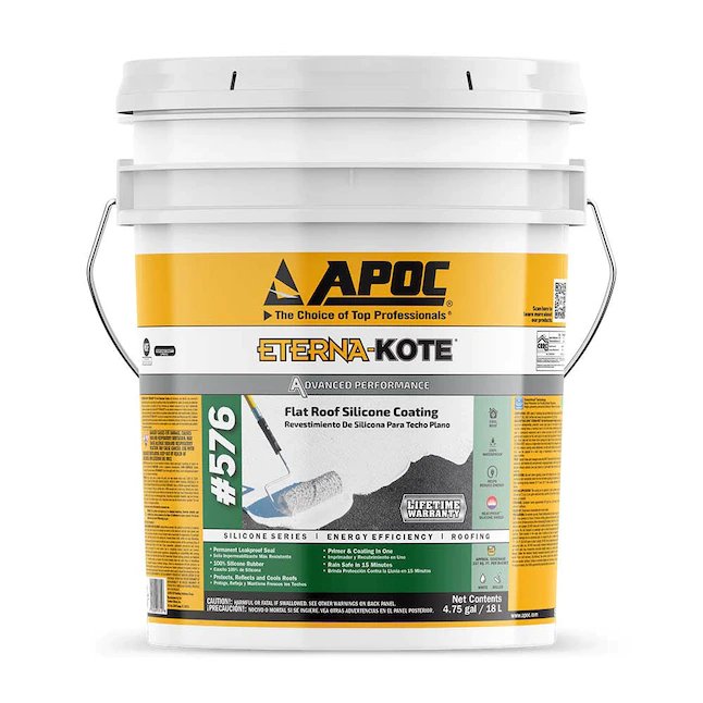 APOC Eterna-Kote Revestimiento de techo reflectante de silicona blanca de 4.75 galones (garantía limitada de por vida)