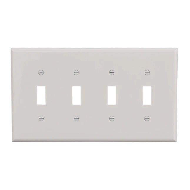 Placa de interruptor de palanca de 4 polos (estándar, blanco)