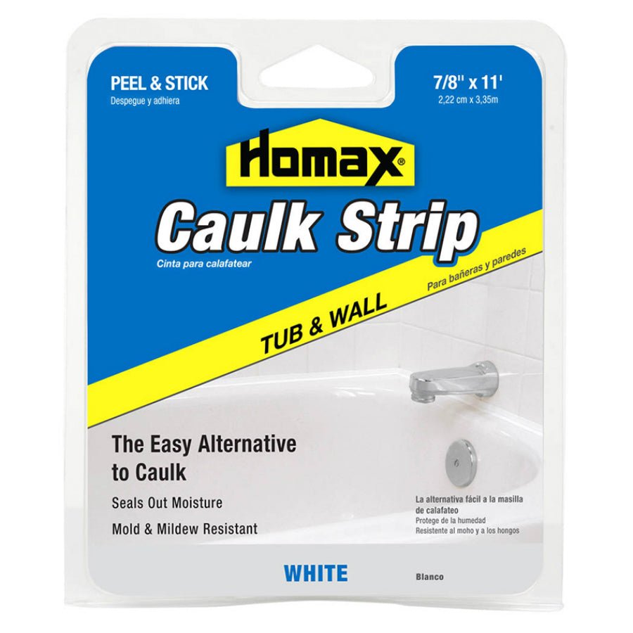 Homax Tub & Wall Caulk Strip, White - 7/8" x 11Ft