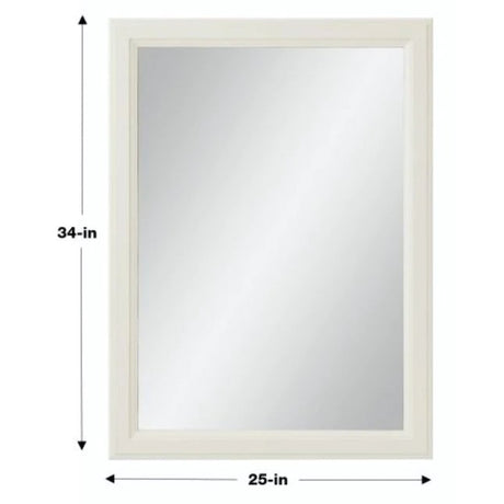 Diamond 25"-W x 34"-H White Rectangular Framed Bathroom Vanity Mirror