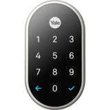 Google Nest x Yale-Schloss, satiniertes Nickel, Wi-Fi-Kompatibilität, Bluetooth-Kompatibilität, elektronischer Riegel, beleuchtete Tastatur, Smart Lock