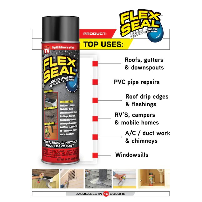 Flex Seal 14-fl oz Aerosol transparente Revestimiento de goma impermeable