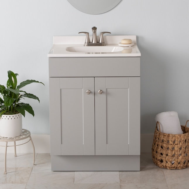 Project Source 24" Gray Single Sink Bathroom Vanity with Cultured Marble Top