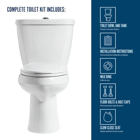 Mansfield Summit White Dual Flush Elongated Chair Height 2-piece WaterSense Soft Close Toilet 12-in Rough-In 1.1-GPF