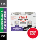 Oatey Handy Pack Cemento e imprimador de PVC morado y transparente de 8 onzas líquidas