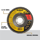 DeWalt 4er-Pack Zirkonoxid-Schleifscheiben mit 4,5-Zoll-Körnung