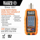 Probador de receptáculos LCD sin contacto Klein Tools Medidor especializado 10 amperios 600 voltios 