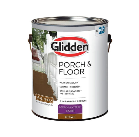 Glidden 3031F Pintura satinada para interiores/exteriores de porche y piso (marrón, 1 galón)